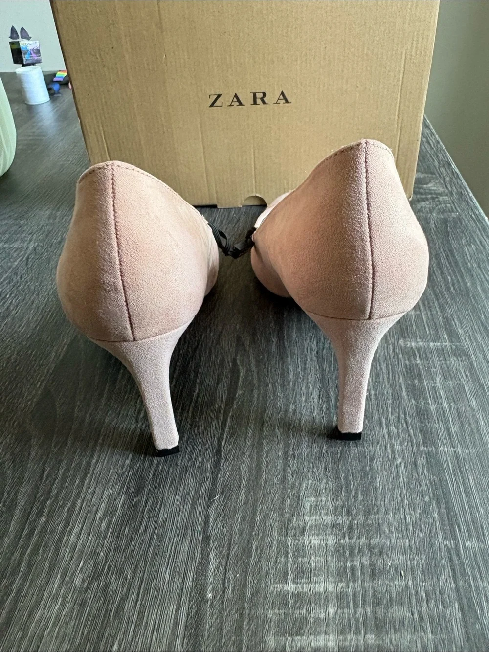 ZARA Blush Pink Suede Pointed-Toe Heels